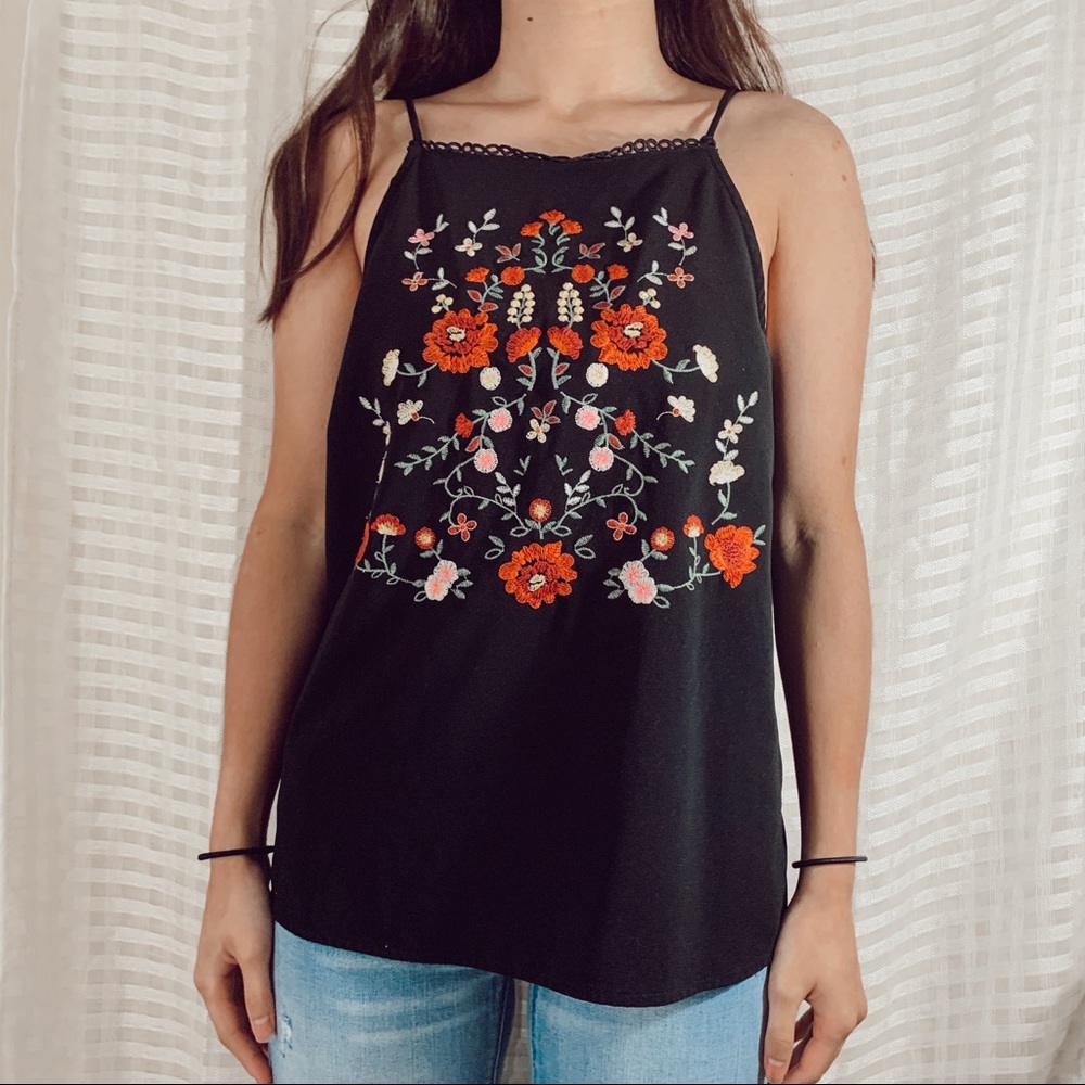 Floral embroidered top